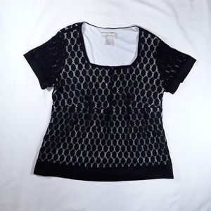 Requirements Tops - Requirements Black Lace White Lining Blouse Top Requirements Tops - Requirements Black Lace White Lining Blouse Top